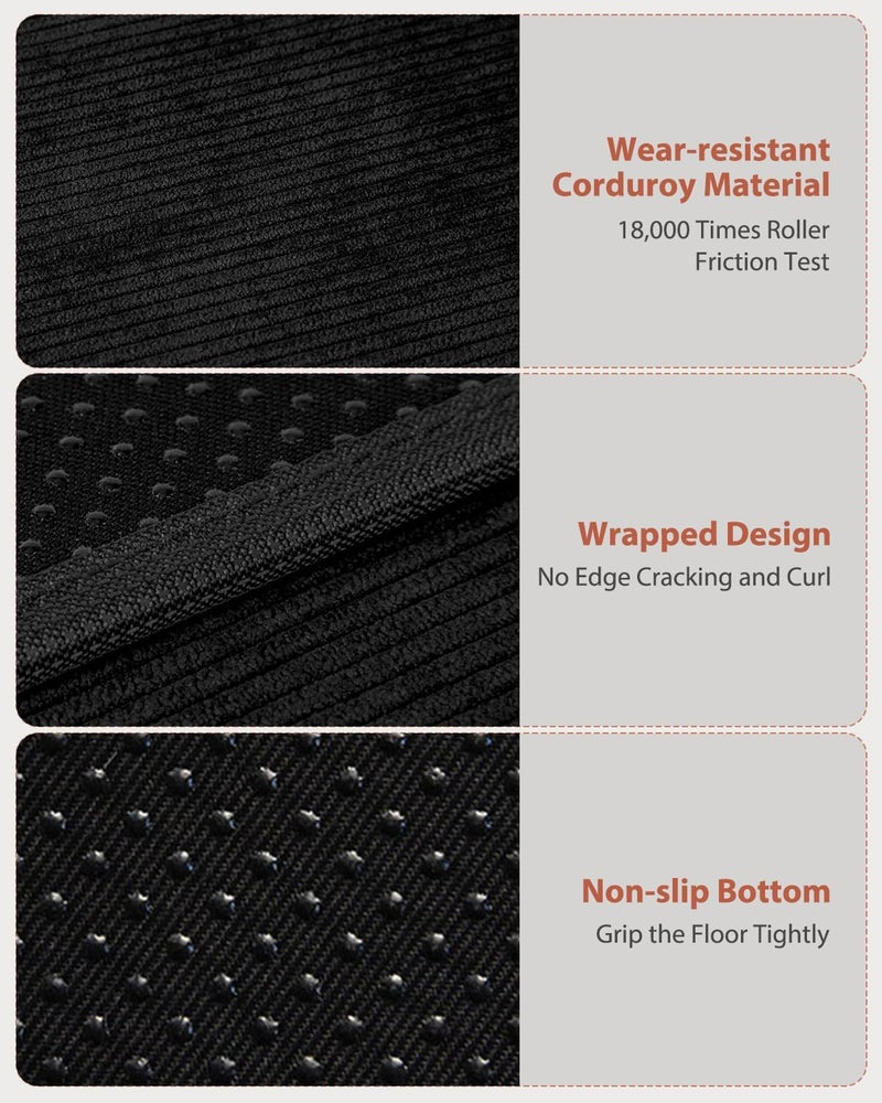 Blvornl Office Chair Mat for Hardwood Floor and Low Pile Carpet, 47" x 60" Corduroy Surface Desk Rolling Chair Mat for Hard Floors, Heavy Duty Carpeted Floor Protector Rug for Home Office, Black - Image 4